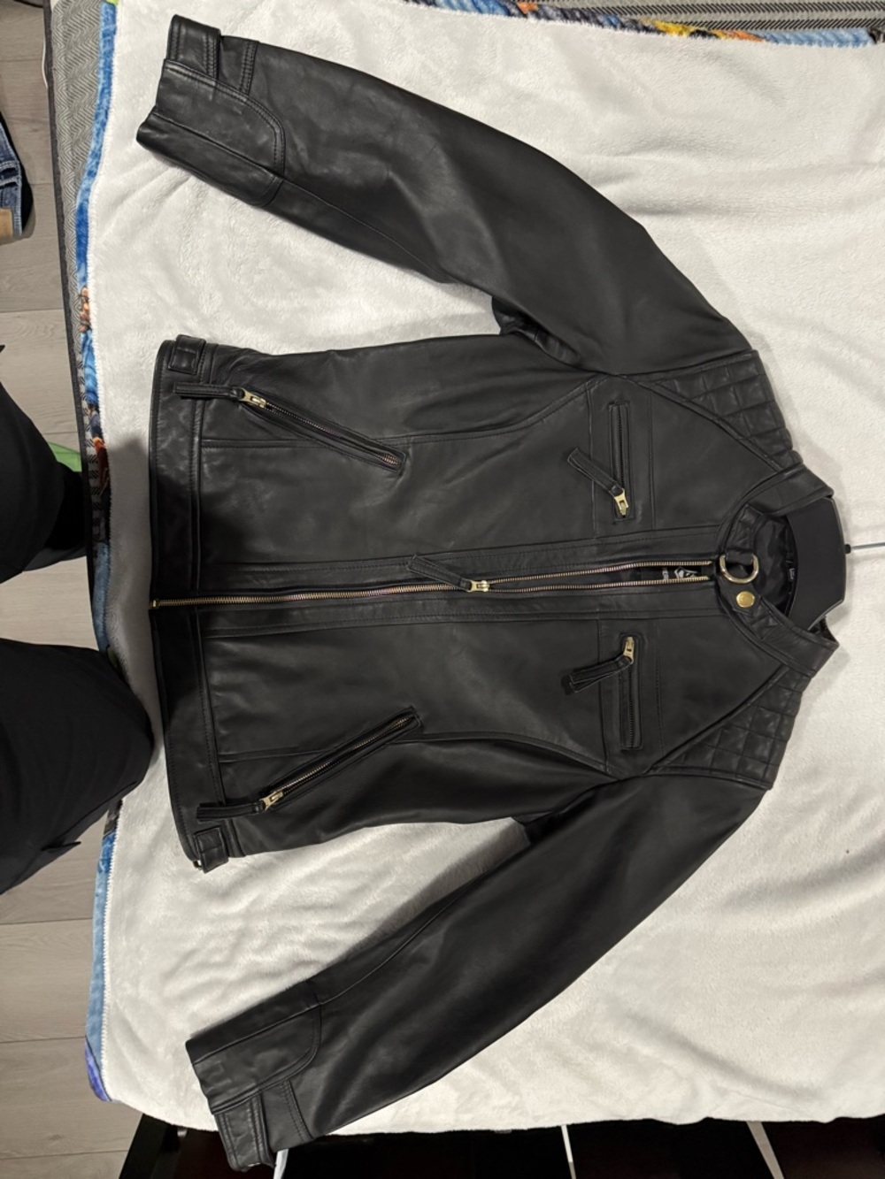 Woman’s Black Leather Moto Jacket - Classic Biker Style
